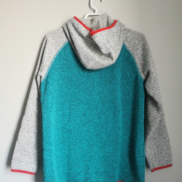 (3/$12) - L.L.Bean Kids Zip Up Hoodie Sweater Knit. Size XL 18. Turquoise, Grey. - Picture 3 of 3
